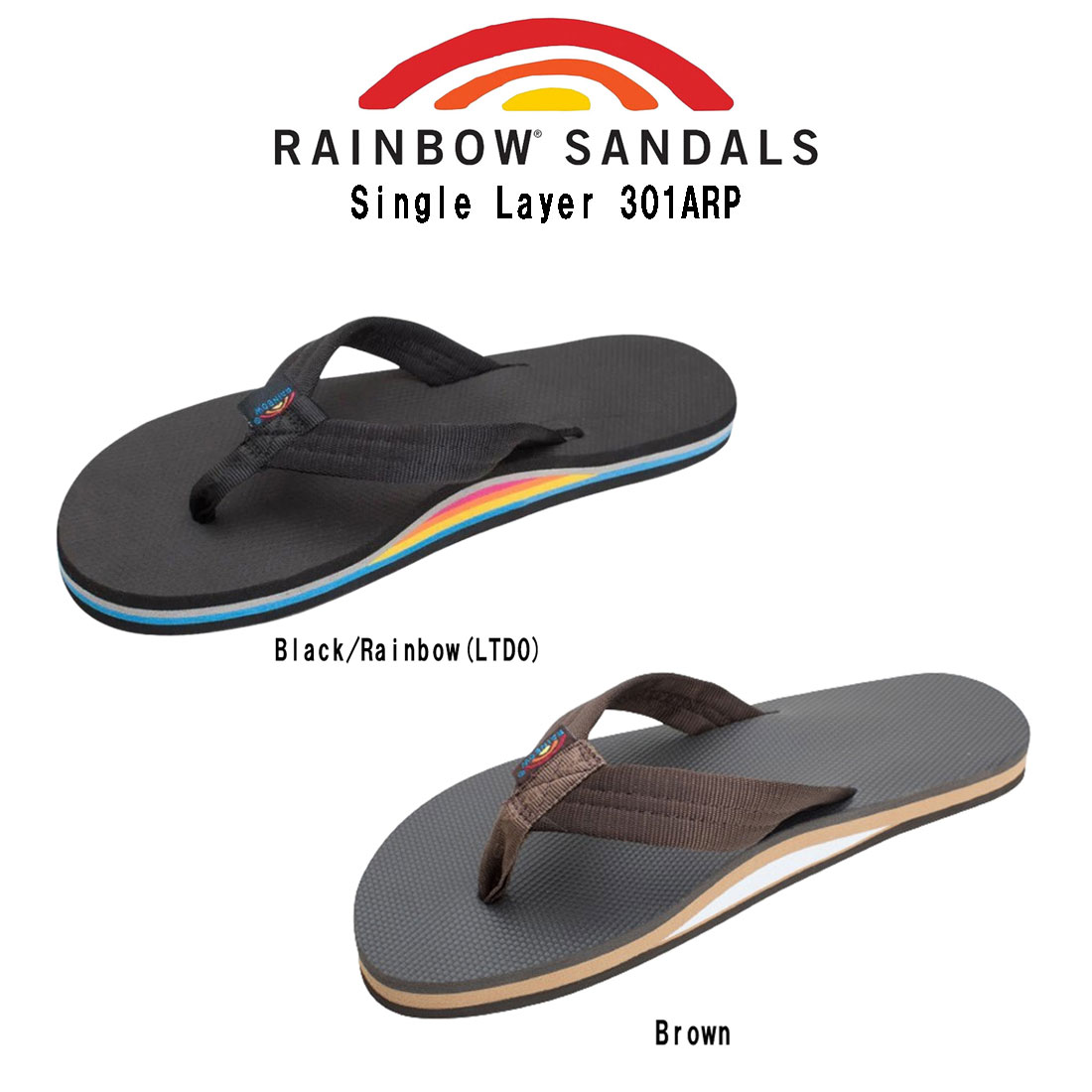 RAINBOW SANDALS ビーチサンダル スリッパ サーファー クラシック ラバー ナイロン シングルレイヤー(薄底) メンズ Single Layer 301ARP