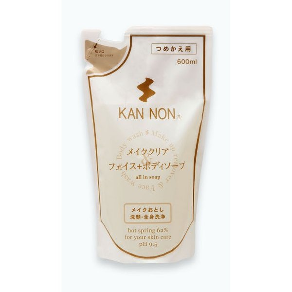 観音温泉 フェイス＆ボディソープ 詰替用 600ml【10個セット】【観音温泉化粧品 観音温泉水 温泉水配合 洗顔 クレンジング メイク落とし 化粧落とし 温泉コスメ 詰め替え用 レフィル】 14,715円