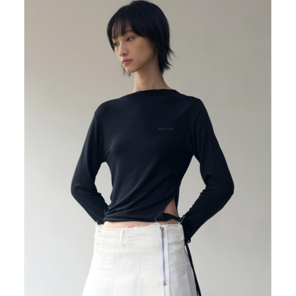 ROCKCAKE Cutout Boat Neck Top Black RC25TP16600BK