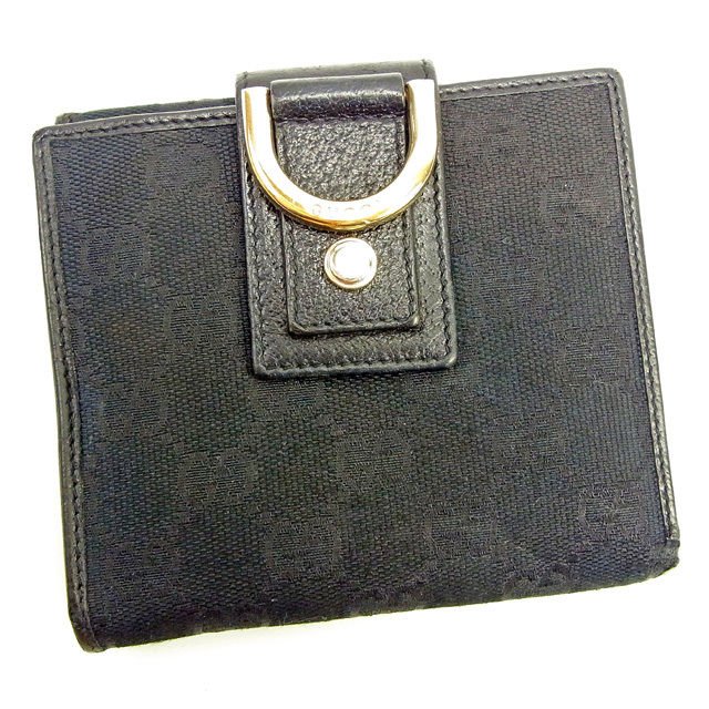 Wホック財布 ＧＧキャンバス ブラック 中古