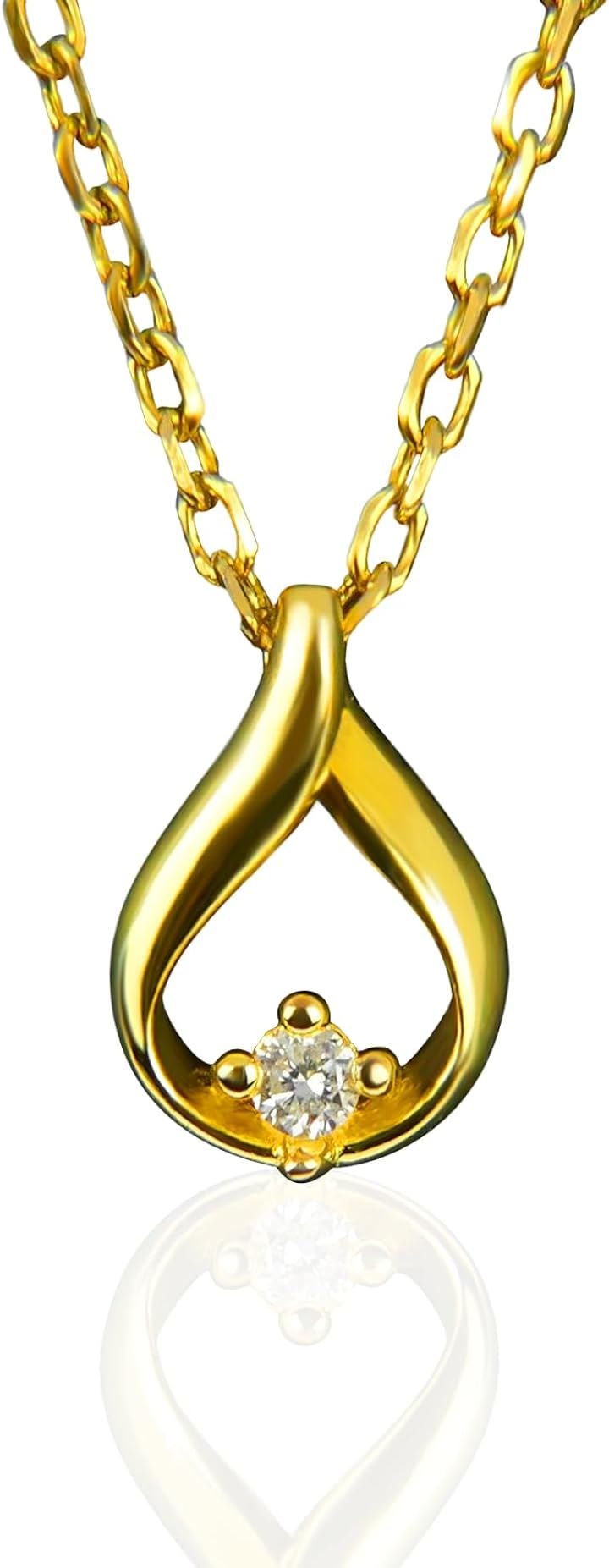 ネックレス レディース シルバー925 金属アレルギー対応ネックレス レディースネックレス 女性 人気 ダイヤモンド 38-45cm調整(ゴールド)