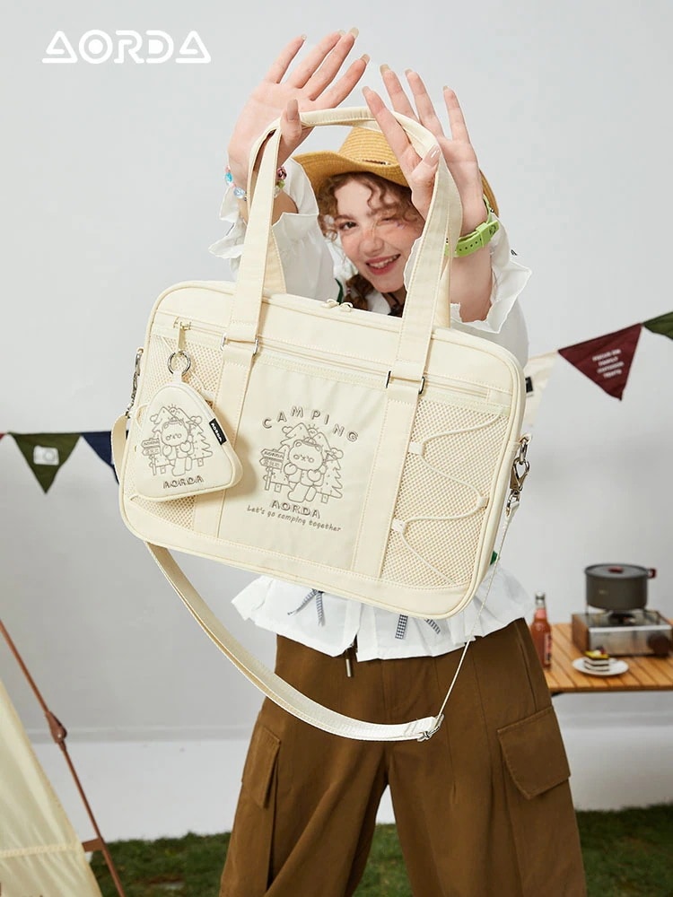 aorda キャンプダイアリートートバッグ レディース 大容量 学生通勤 パソコンバッグ カレッジスタイル ショルダーバッグ クロスボディバッグ 4,945円