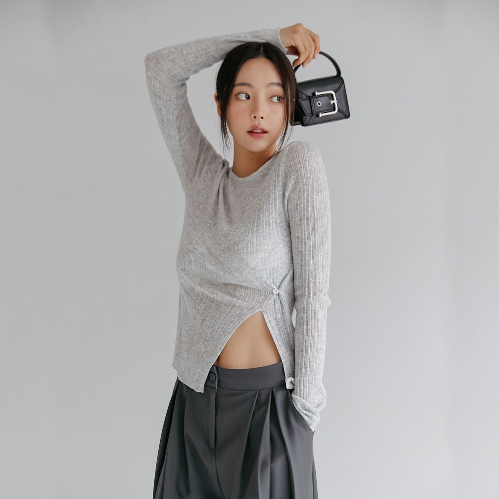 マルチリブスリットニットトップス