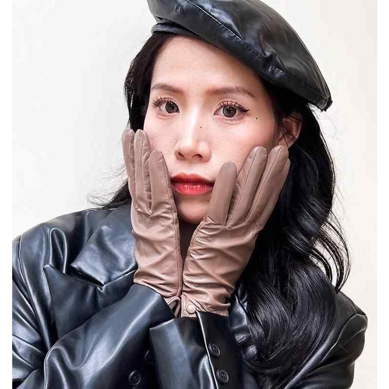 手袋 レディース 革 かわいい 防寒 暖かい 秋冬 ヤギ レザーグローブ 薄型 スマホ対応 タッチスクリーンショート 運転中 黒 茶色