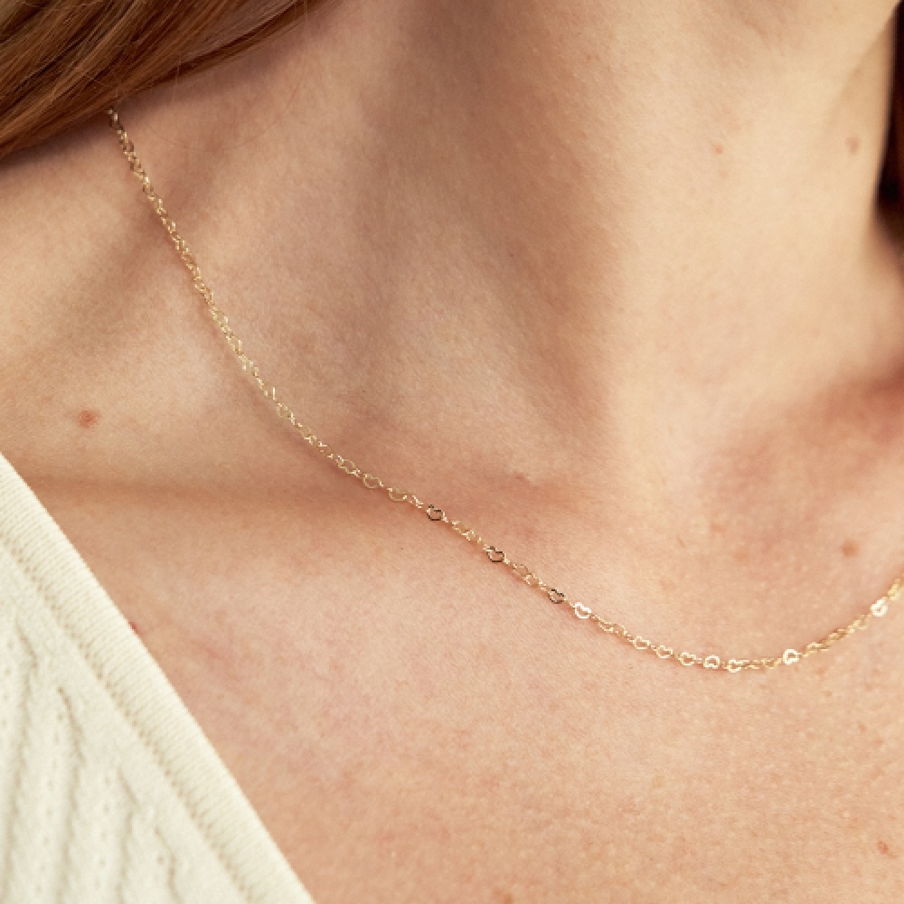 LUNNE 14k ラブ 0.3 ハートチェーンネックレス (14k ゴールド) LHN12