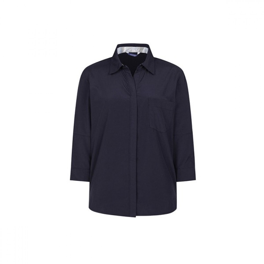 [オリビアハスラー] ネイビー隠しプリントカラーシャツOHCMBL105