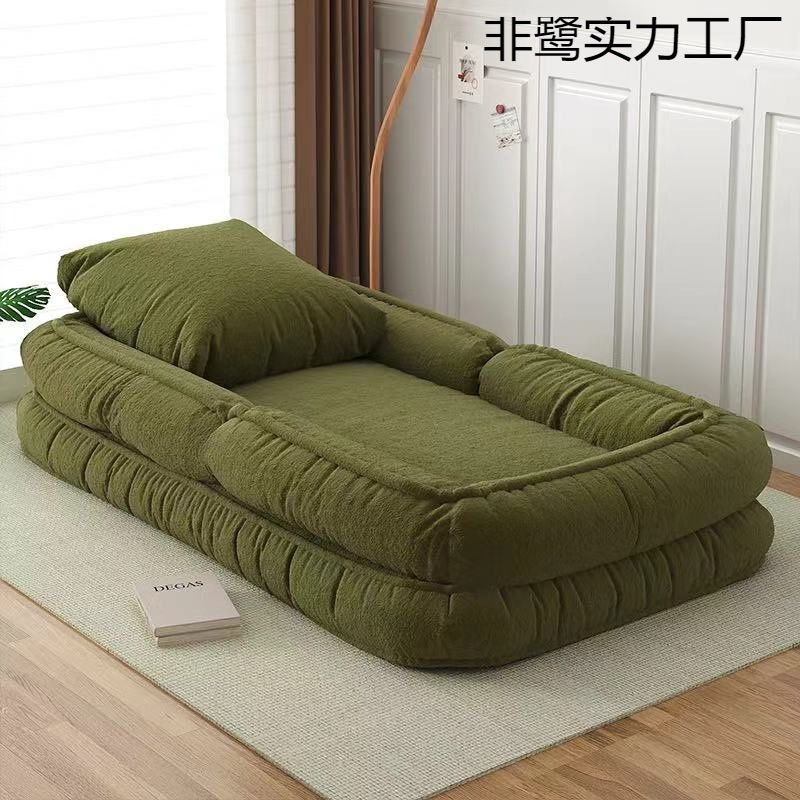 怠zyなソファヒューマンドガウスルームベッドルームスモールソファシングルダブルレイジーチェアできます r n1001-ソファベッドインテグレーション/ダークグリーン[快適なテクノロジーベルベット]取り