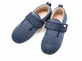 徳武産業 あゆみシューズ 介護靴 施設用 ダブルマジックIII ニット 3E 紺 両足3Lサイズ 1107