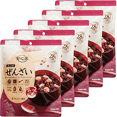 他サイト： アルファー食品 安心米 おこげ(ぜんざい) 145g ×5個【非常食】【常備用】【長期保存】【水不要】の商品画像