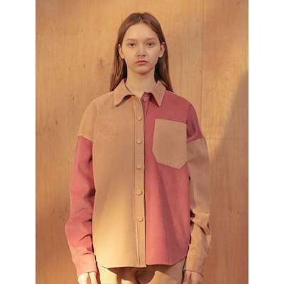 Near&Dear コーデュロイ 無地 長袖 ボタン ポケット シャツ・ブラウス