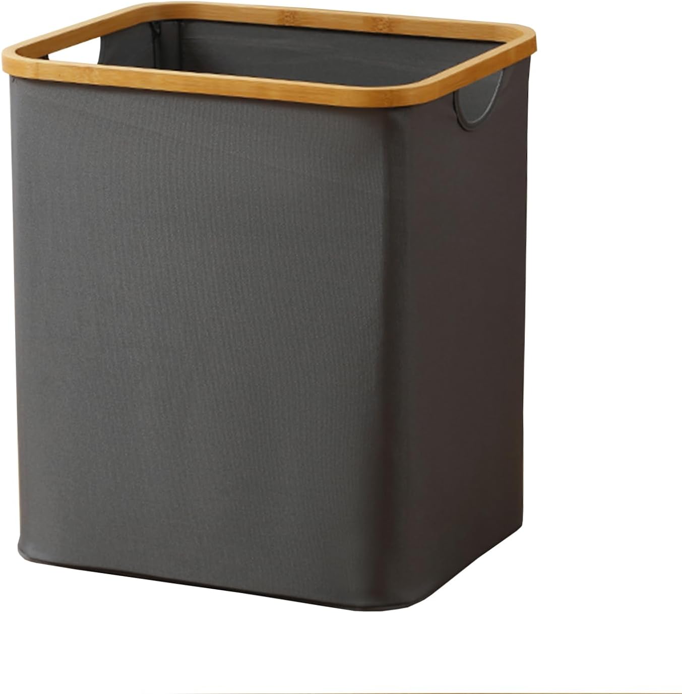 折りたたみ式洗濯カゴ 竹ハンドル付き 60リットル グレー