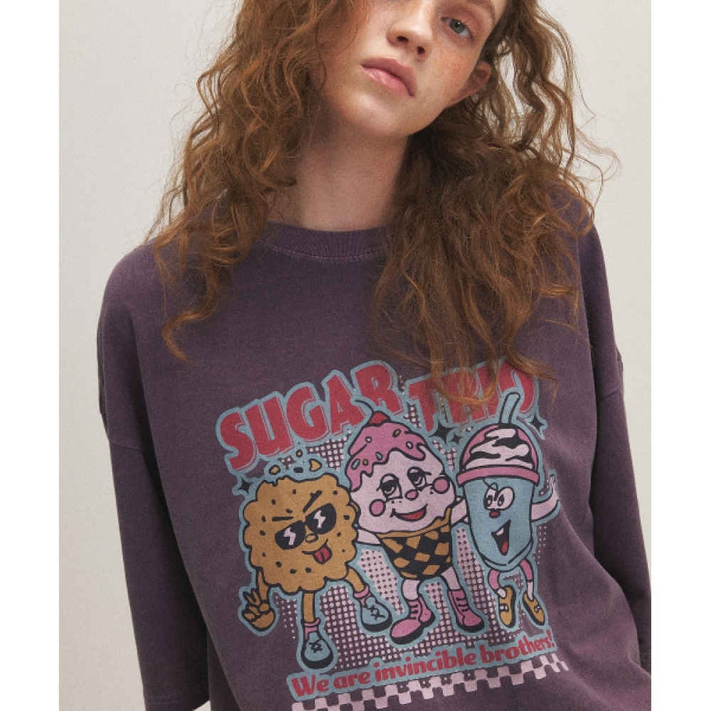 CPGN STUDIO シュガートリオピグメントショートスリーブ T シャツアッシュパープル