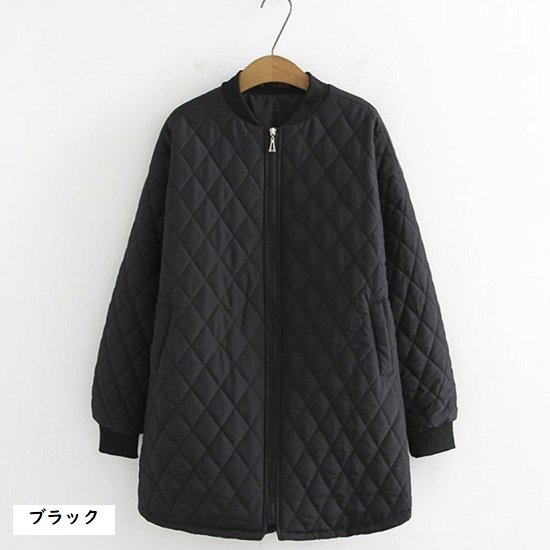 【取寄:納期2週間】コート レディース 大きいサイズ ゆったり アウター ジャケット キルティング ミディアム丈 コート ジャケット ジッパー ノーカラー コート レディース 大きいサイズ ゆったり