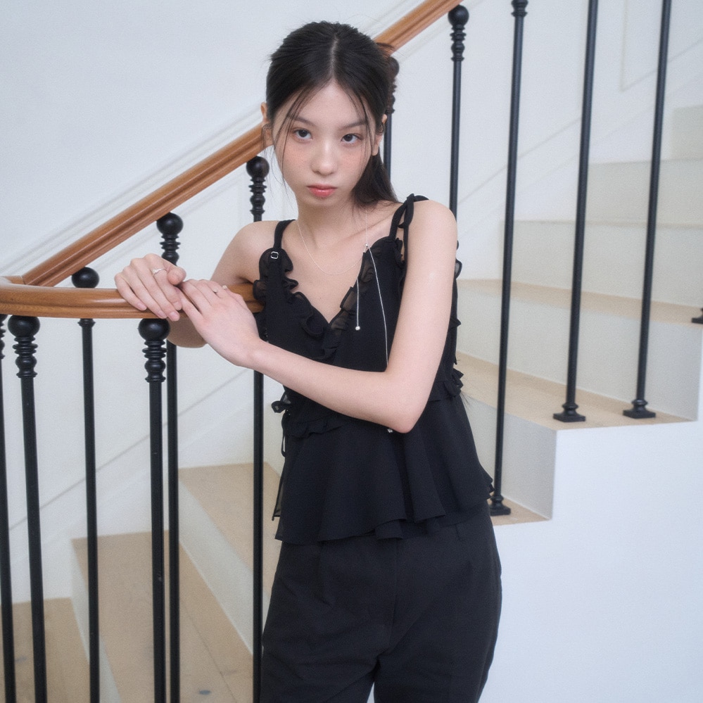 ROMANTIC FRILL BUSTIER-BLACK