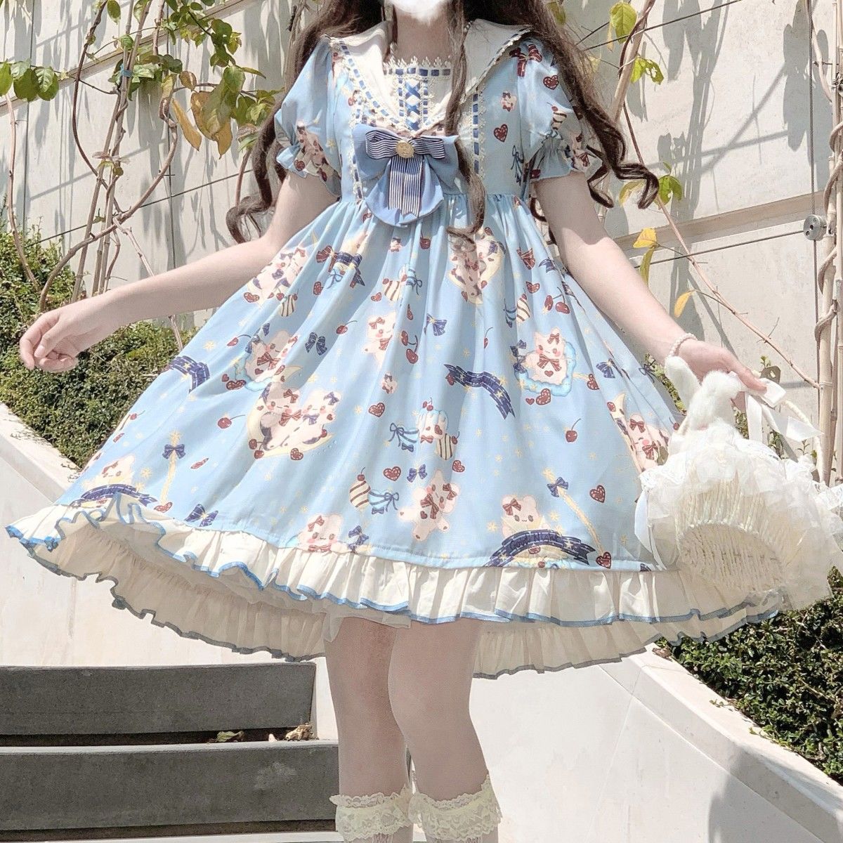 コスプレレディースロリータワン30%までに制限ピース夏のロリータ少女マリンネック洋装ライトスカートがかわいいドレス 韓国ファッション ハロウイン