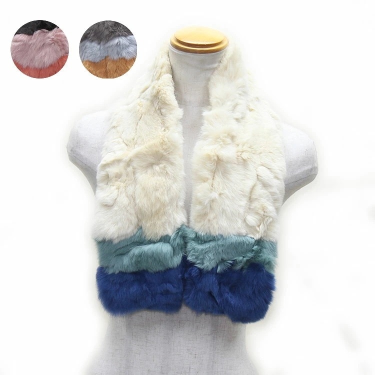 レッキスラビット ファー マフラー マルチカラー レディース ギフト プレゼント