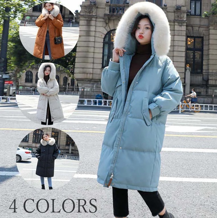 体型カバー 中綿コート 上品 シンプル 通勤 コート アウター S 韓国風 防寒 30代 中綿ジャケット 女性用 OL 40代 ロング丈 ダウンコート フェイクファー付き 厚手 レディース 着痩せ 2