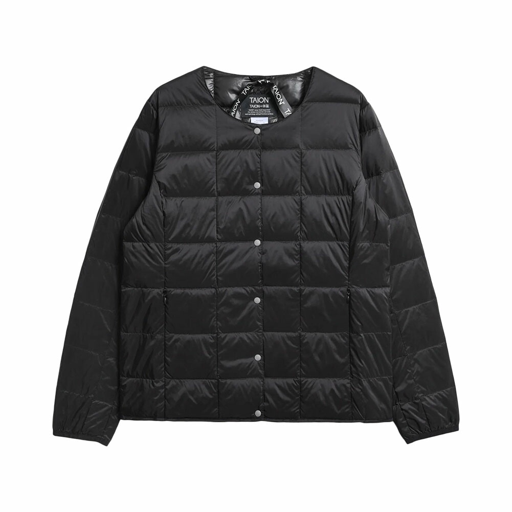 ベーシック クルーネックボタン インナーダウンジャケット レディース (TAION-W104)