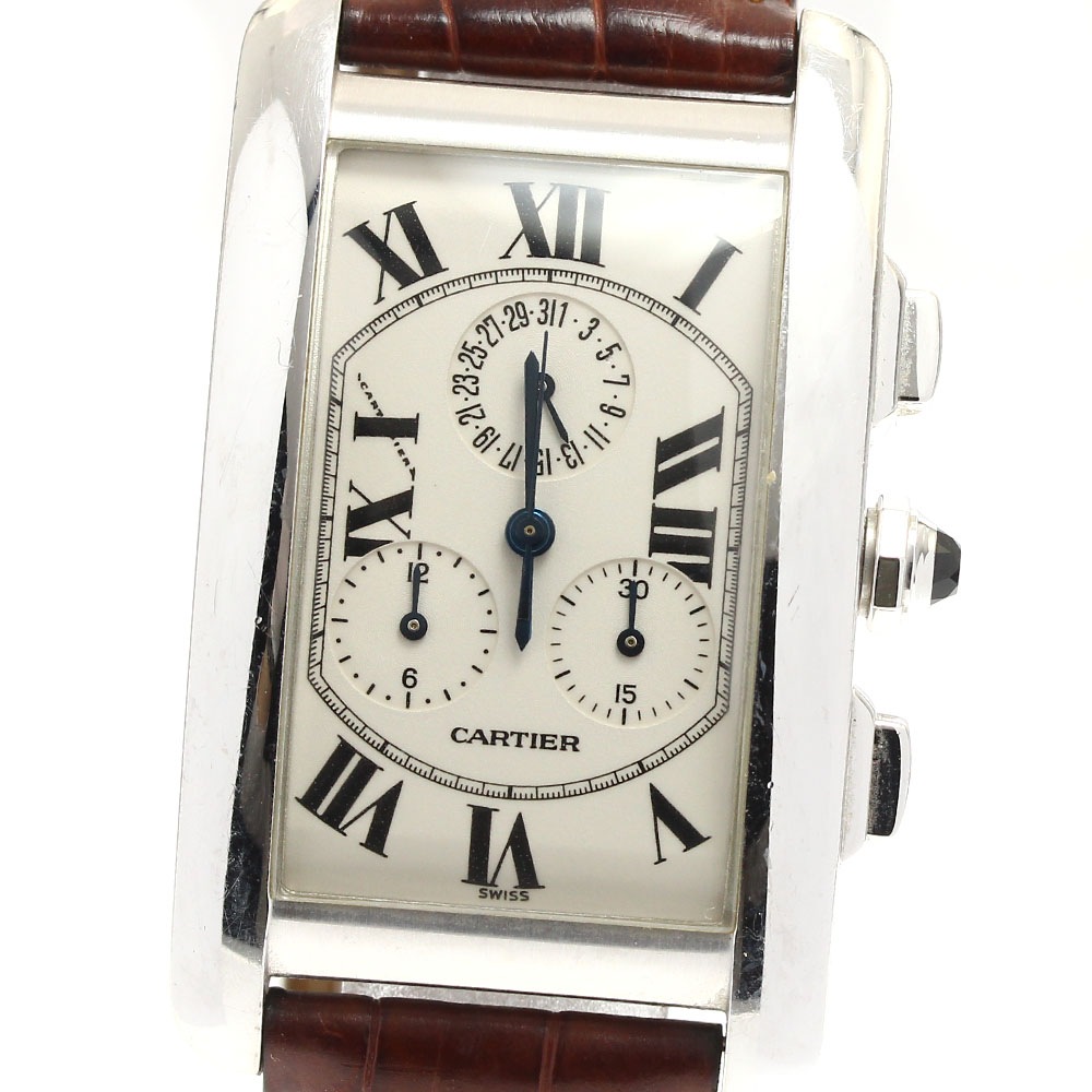 カルティエ CARTIER W2603356 タンクアメリカンLM クロノリフレックス K18WG クォーツ メンズ _886976【中古】