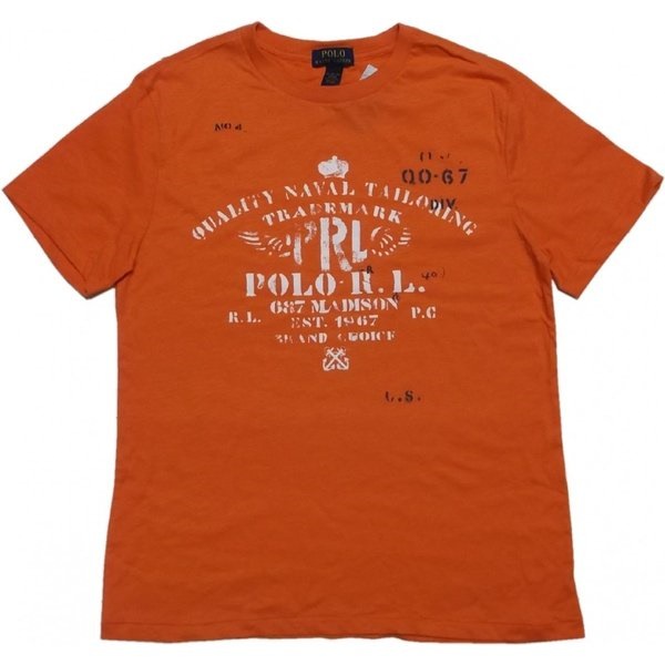 ボーイズサイズ 半袖 プリント Tシャツ オレンジ boys PR2-436