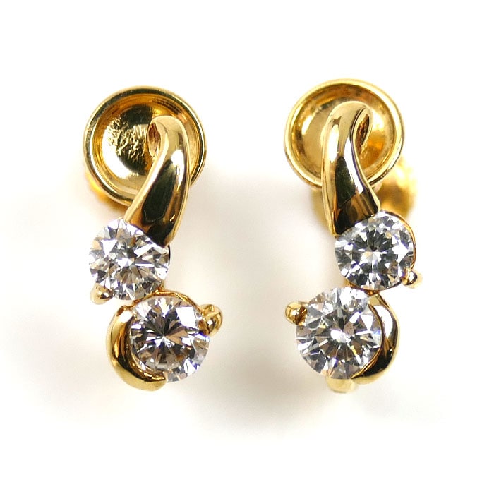 K18YG イエローゴールド イヤリング ダイヤモンド0.25ct/0.25ct 1.8g ネジ式 レディース 中古