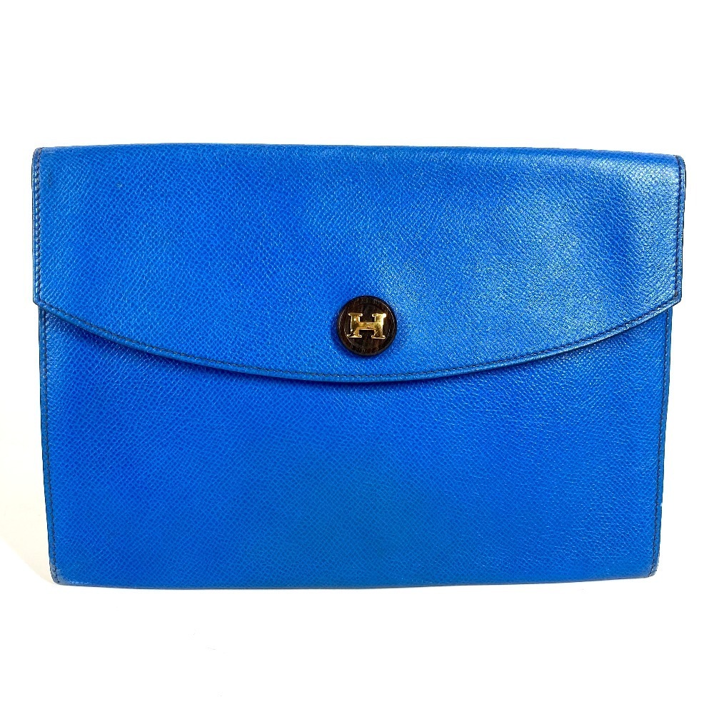 セカンドバッグ ポシェットリオ ポシェットリオ Hロゴ ヴィンテージ クラッチバッグ カバン ポーチ レザー ブルー