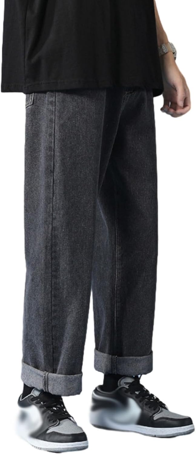 ジーパン デニムパンツ ロングパンツ メンズ ワイド ストレート 無地 ウォッシュ加工 ルーズ ビックサイズ 男性 アウトドア ベーシック お洒落 オリジナル オールシーズン カジュアル 復刻 アメカ