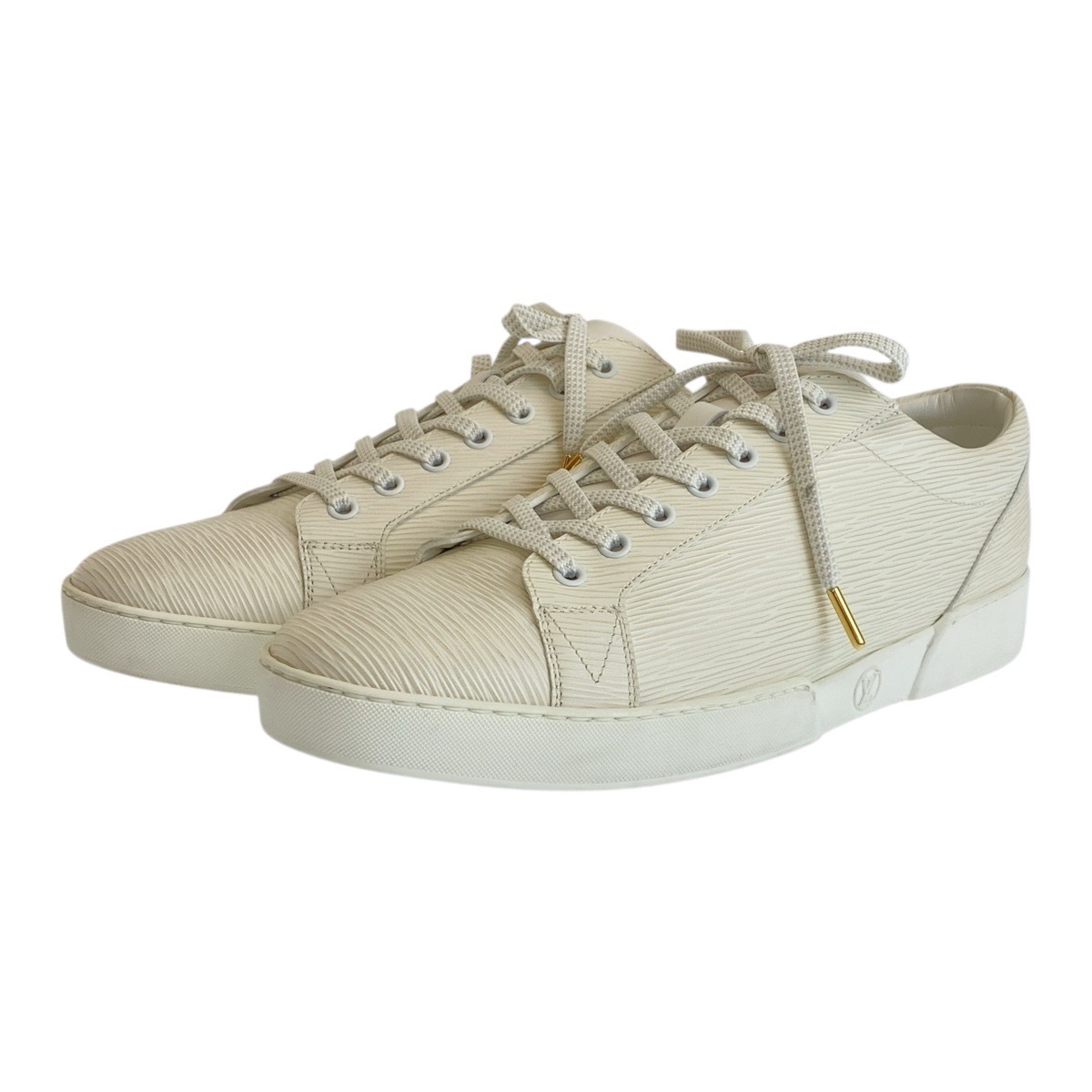 超美品 エピ 8/26.5 ホワイト エピレザー スニーカー ローカット メンズ 500966