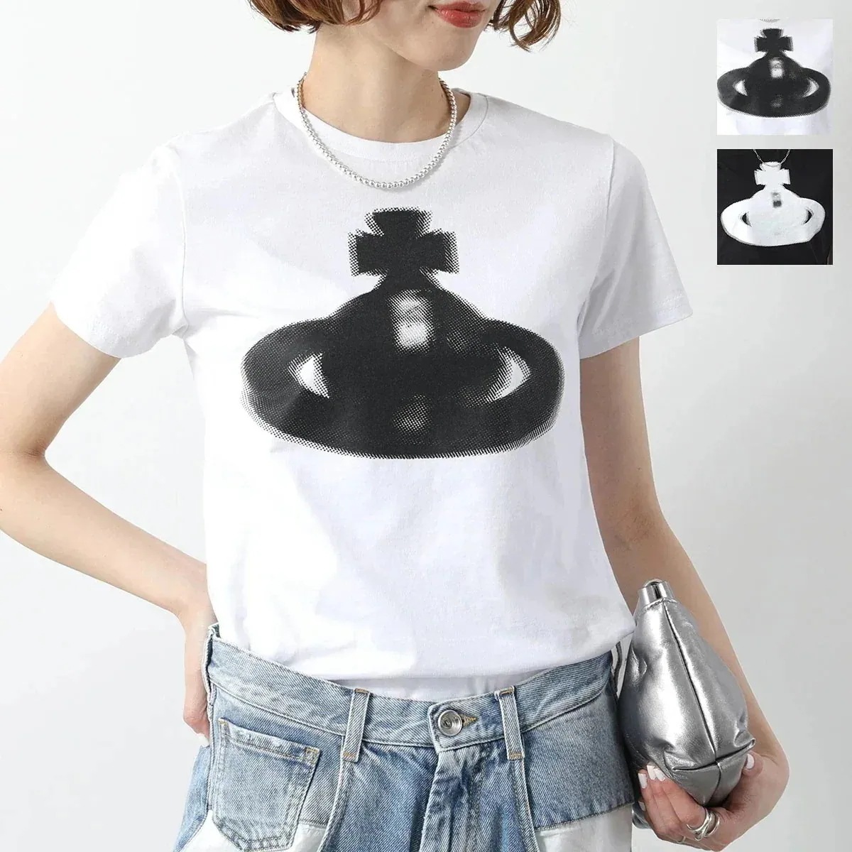 Vivienne Westwood ヴィヴィアンウエストウッド Tシャツ HALFTONE ORB PERU T-SHIRT 3G01003H J001M レデ