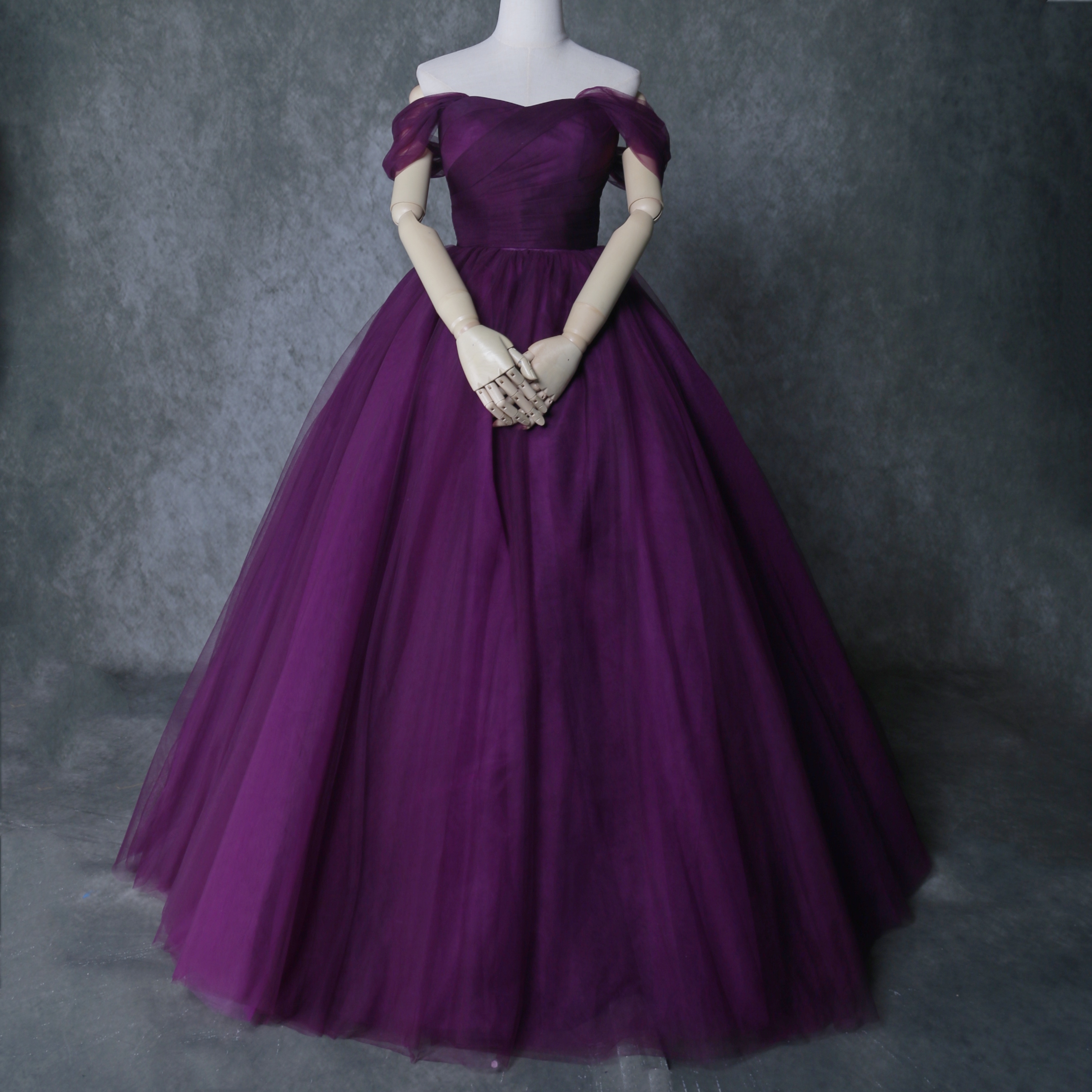 エレガント カラードレス パープル Aライン プリンセスライン ファスナー 結婚式/披露宴