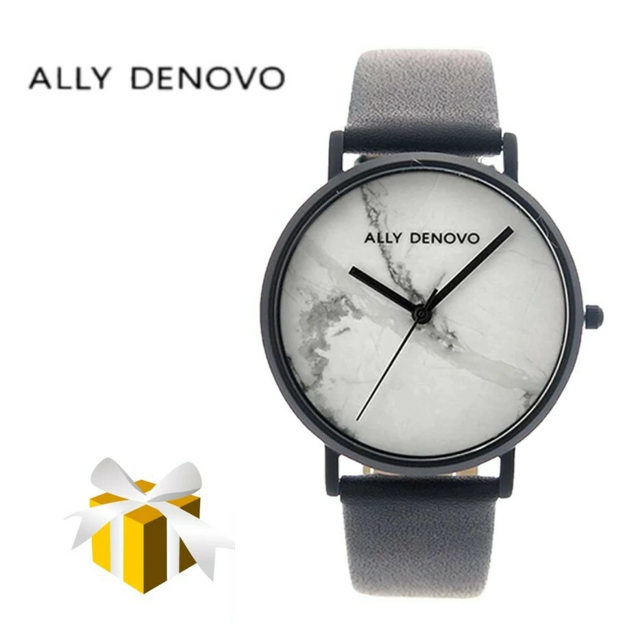 【ALLY DENOVO】Carrara Marble 36mm ブラックホワイト/ブラック 腕時計 レディース 大理石 AF5005-2