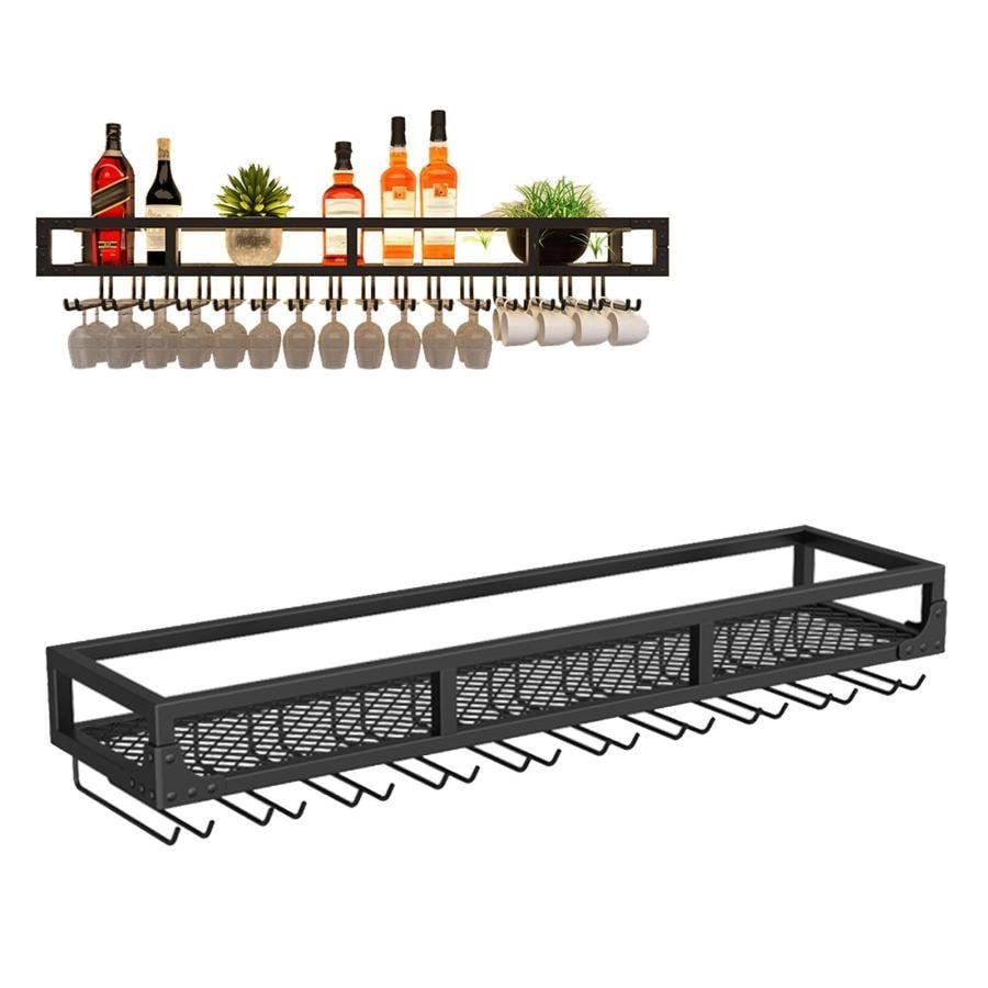 壁掛け式 ブラックゴールド ワインラック ワイングラスホルダー（脚付きグラス付き）金属 ゴブレット展示スタンド ワイングラス乾燥ラック 産業 ワインボトル収 9,530円