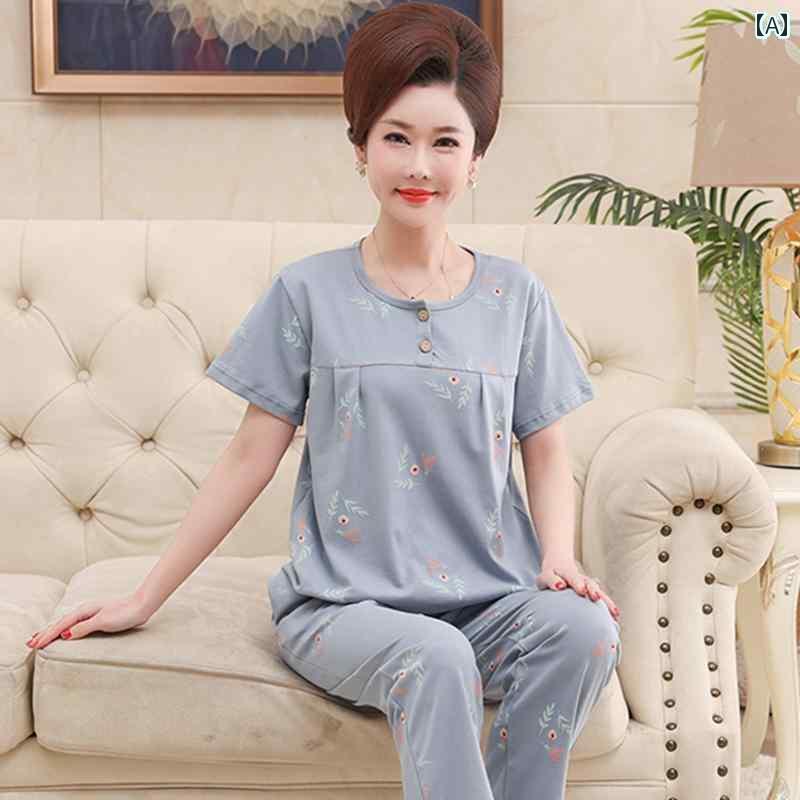 パジャマ 寝間着 半袖 夏 薄手 くつろぎ ギフト ルームウェア ホームウェア ミセス 高齢者 レディース