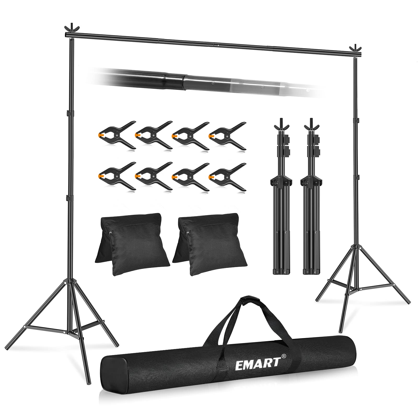 EMART 背景スタンド 撮影スタンド 200x300cm 幅高さ調節可能 背景布/グリーンバックスタンド 生放送web会議ビデオ通信動画などに適用 グリーンバック背景紙クロマキー合成テレワーク授業飲