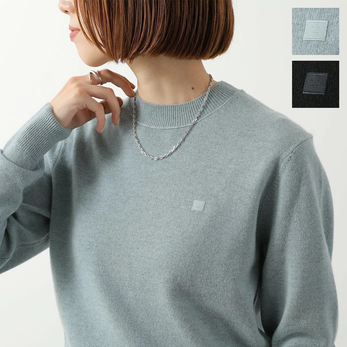 Acne Studios アクネストゥディオズ ニット C60115 FA-UX-KNIT000130 レディース セーター 長袖 ウールブレンド クルーネック リブ カラー2色