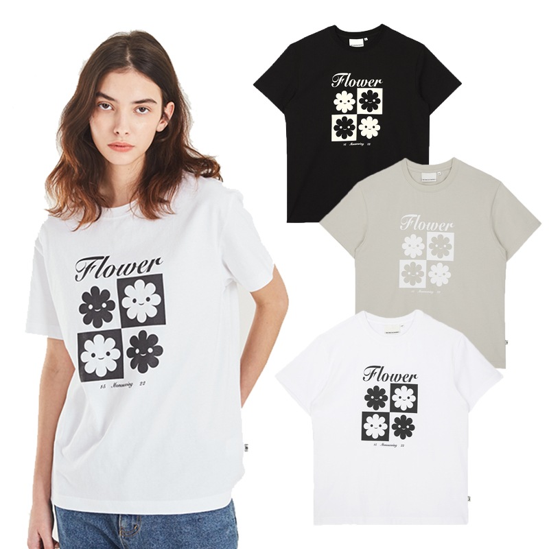 CHECKER BOARD SHORT SLEEVE ーロゴTシャツ (3sizes) 韓国 人気 5,344円