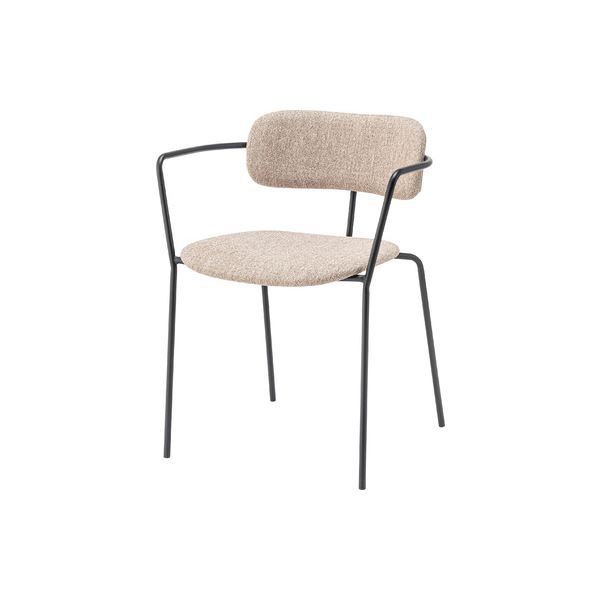 (まとめ) アームチェア ベージュ スタッキング可 組立品 (×2セット)