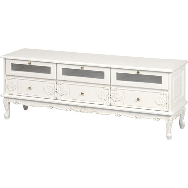 ヴィオレッタシリーズ　リビングボード（アンティークホワイト）　RTV-1775AWエレガントな彫刻とねこ脚アンティーク風の上品なテレビ台ビデオデッキなどの収納もバッチリ