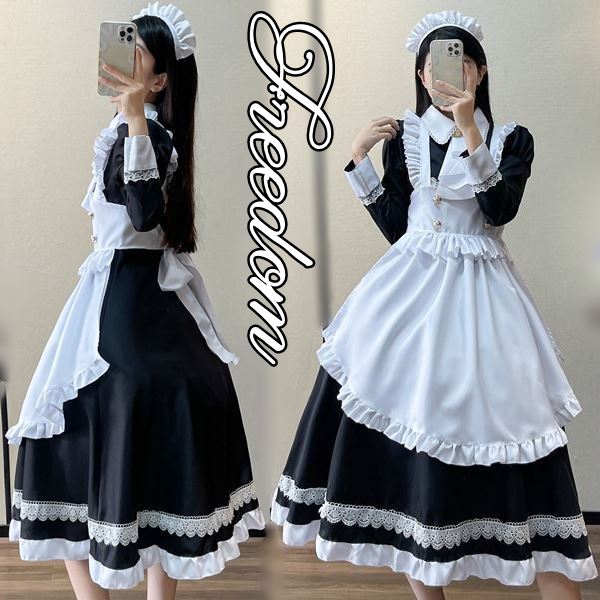 メイド エプロン メイド服 メイドカフェ アキバ コスプレ コスチューム ゴスロリ ロリータ アイドル 萌え ステージ 衣装 制服 地下アイドル イベント インスタ 撮影フリルエプロン＆フリルネクタ