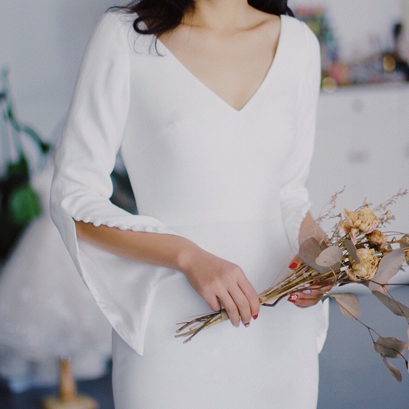 ビーチウェディングドレス 花嫁 二次会 パーティードレス フォトウエディング ビーチフォト フィッシュテール お呼ばれフォーマル ブライダル 前撮り用 後撮り-356