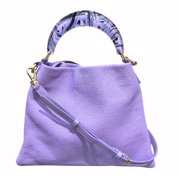 マルニ ヴェニス パープル レザー バッグ ハンドバッグ レディース 美品 【中古】
