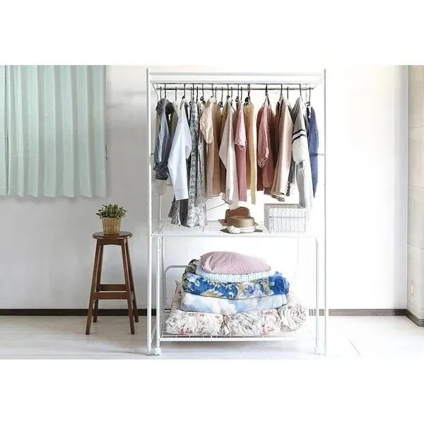 布団ラック ハンガー ワードローブ 洋服掛け キャスター 棚 衣類収納 クローゼット 幅117.5cm 26,040円