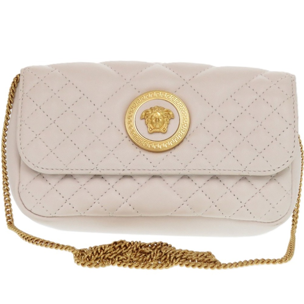 新品同様 ジャンニ・ヴェルサーチ チェーンショルダーバッグ メデューサ キルティング 1A03912 ショルダーバッグ レザー ホワイト 0232【中古】Gianni Versace レディー