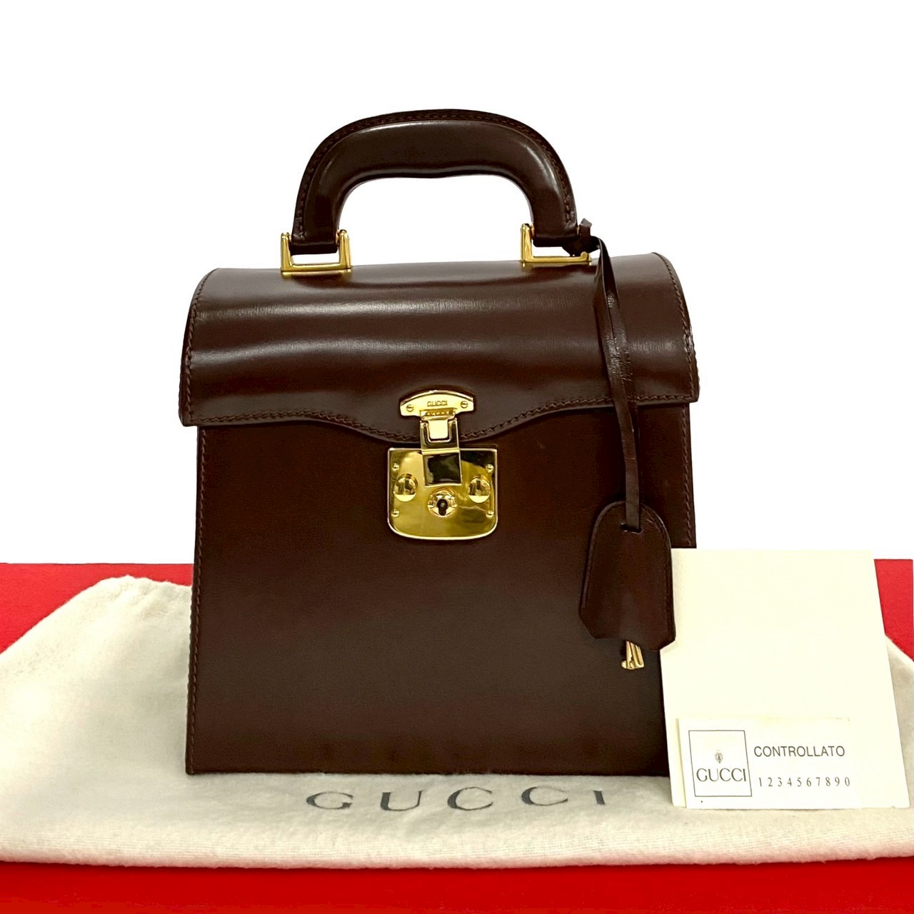 ヴィンテージ レディロックハンドバッグ レザー ブラウン 39696