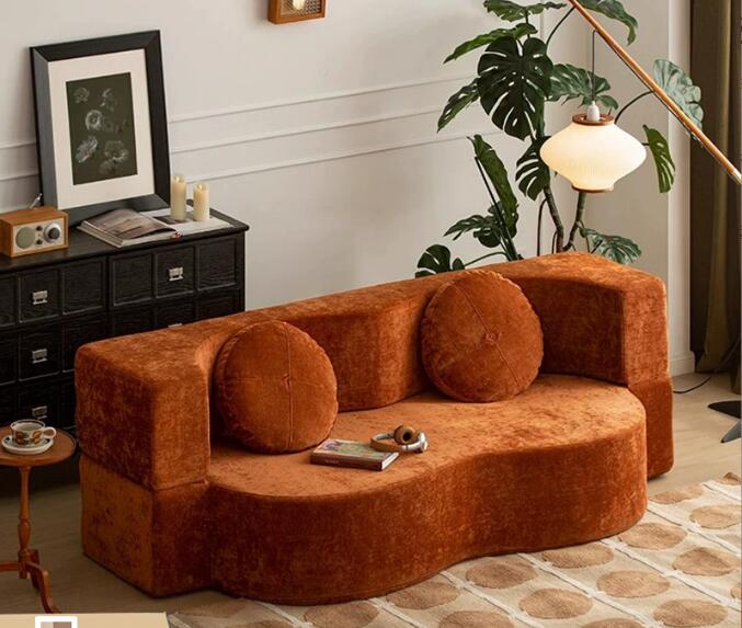 購入者限定　チェア背もたれクッションプレゼント北欧風ソファーソファーベッド折りたたみリクライニングコーナーソファ家具ソファベッドリビングルームオレンジ色圧縮ソファモダン生地 ソファーベッド