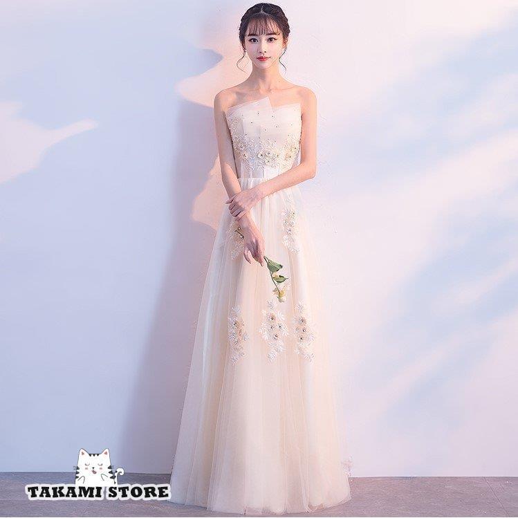 ウエディングドレス チューブトップ ベアトップ 花嫁 ロング丈 マキシ丈 大きいサイズ 3l 白 ホワイト 刺繍 花 Iライン きれいめ 結婚式 9,359円