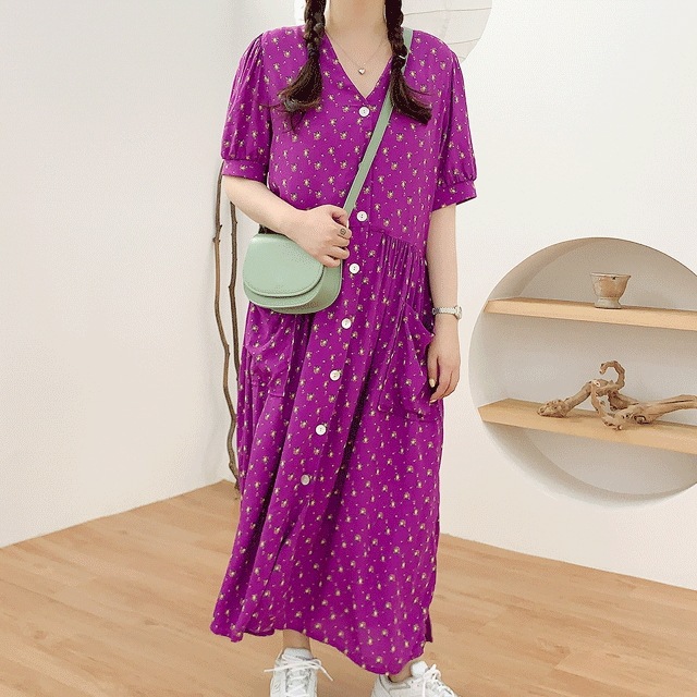 ドローイング フラワー ワンピース