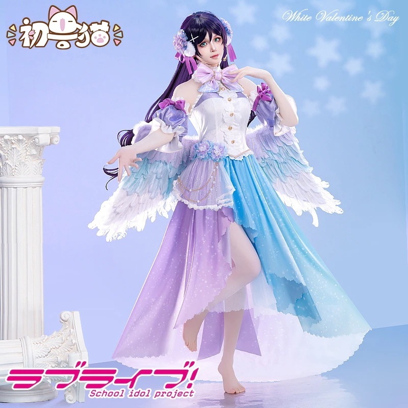 初兽猫 lovelive动漫东条希cos服装白色情人节天使偶像企划南小鸟