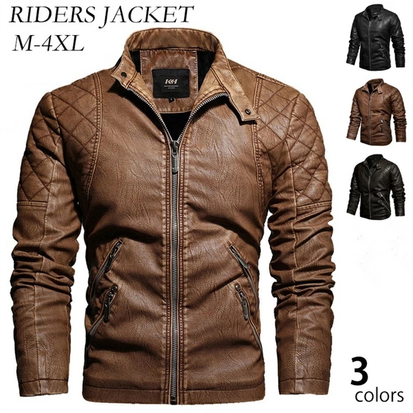 ジャケット メンズ ブルゾン 長袖 大人 合成皮革 無地 春秋冬 レザージャケット 秋服 トップス PUジャケット 黒 バイクジャケット M L XL 2XL 3XL 4XL 通勤通学 革ジャン ライ 5,154円