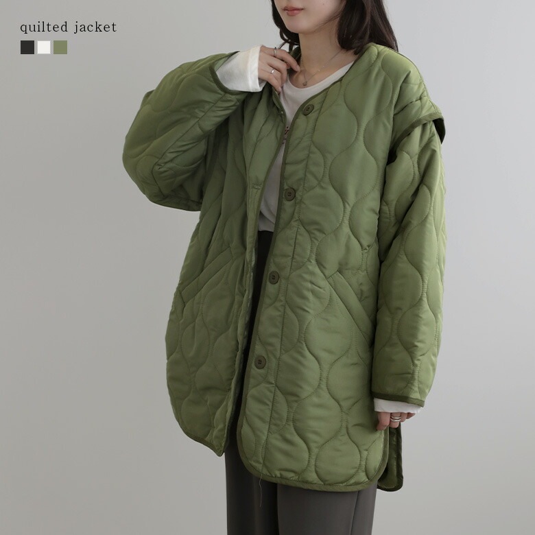 2way中綿キルティングジャケット 中綿ベスト 3A1 袖取り外し 秋 冬 レディース 中綿ジャケット 厚手中綿ジャケット コート 軽い おしゃれ 秋冬 カジュアル 通勤 冬コート 大人